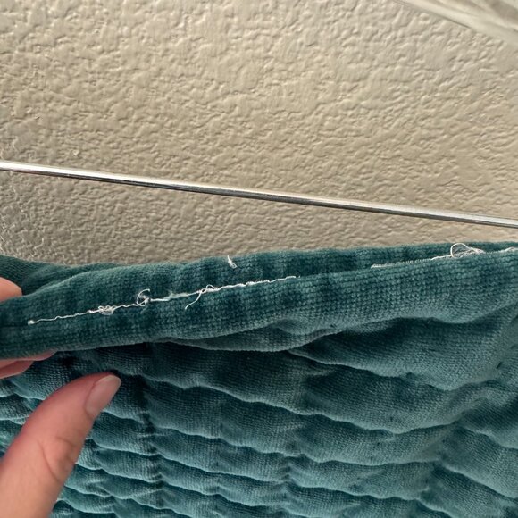 Pottery Barn Euro Sham Pillow Cover 26x26 Velvet Cross Stitch Eucalyptus Green - Picture 5 of 6